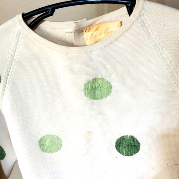 Cisa Vintage 100% pure Wool Made in Italy Polka Dot Long Sleeve Sz 12/34 Sweater - Picture 3 of 10